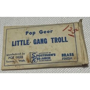 Vintage Pop Geer Little Gang Troll Fishing Lure Brass Finish Tacoma WA with Bag